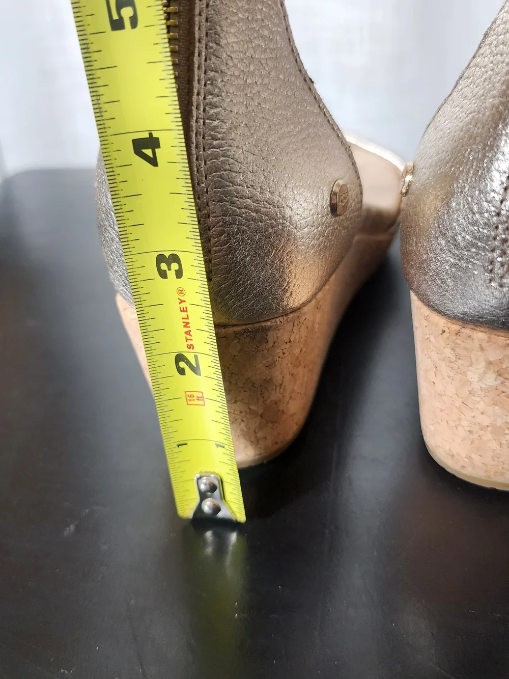 UGG Metallic Gold Cork Wedge Sandals - Ankle Strap